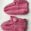 Hand knitted baby Mary Jane style shoes