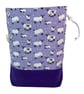 two at a time knitting bag with sheep, sock sack, drawstring divided pouch, shoe - Image 1