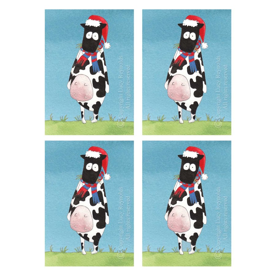 Cow Christmas Cards (Pack of 4)