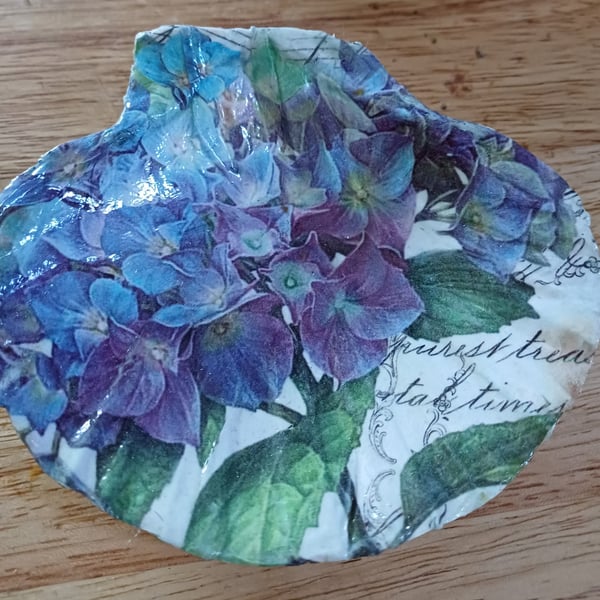 Royal Blue Decoupage Scallop Shell Ornament