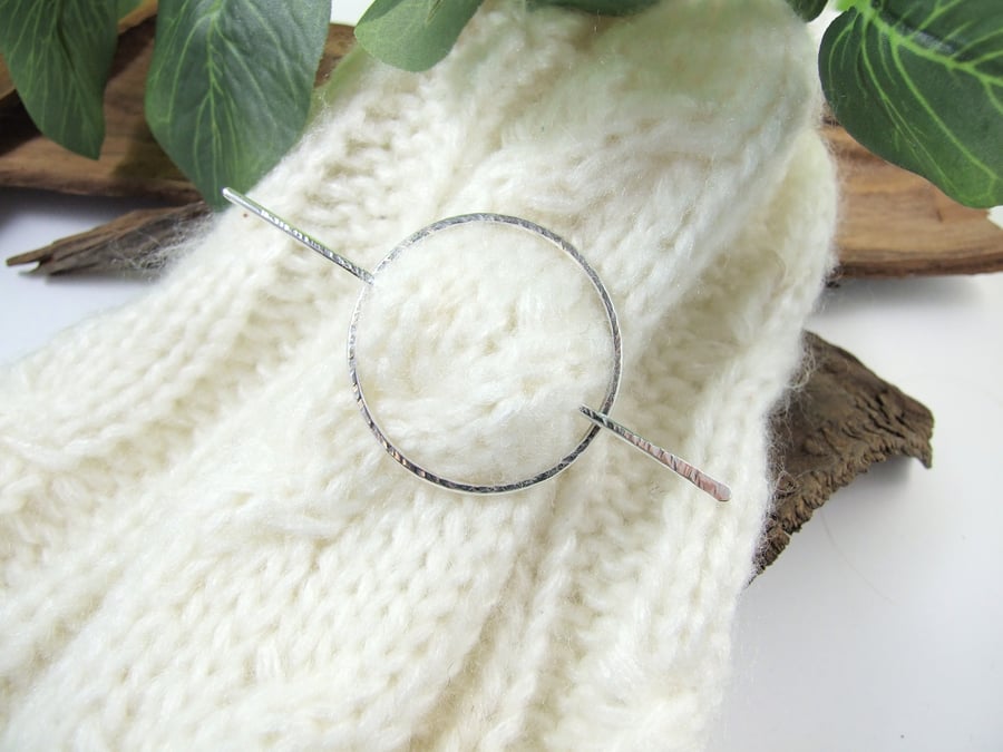 Shawl Pin, Sterling Silver Oval Shawl Pin for Scarf, Shawl, Cardi or Wrap