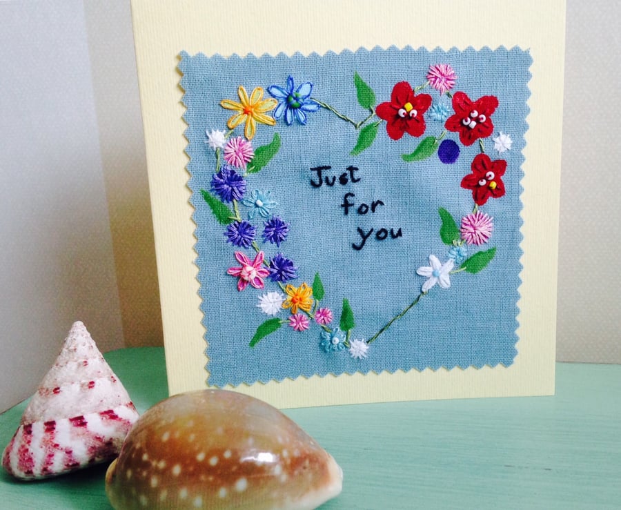 Embroidered greetings card