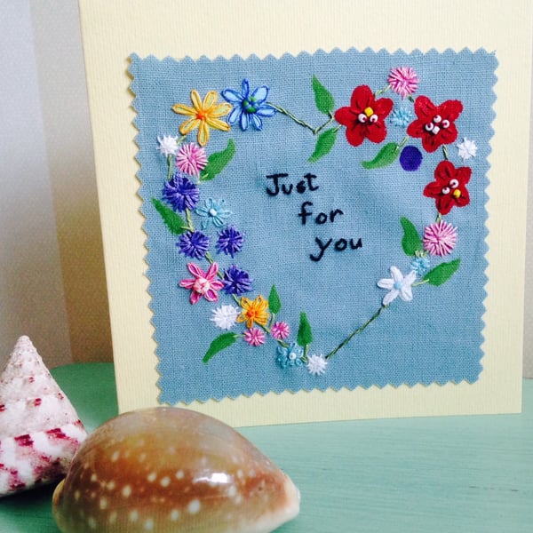 Embroidered greetings card