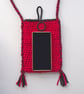 Crossbody Boho Festival Bag, Purse, Red & Black, Handspun Crocheted, Merino  - Image 6