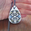 Swallowtail Butterfly Wing Ceramic Pendant on Grey Cord with Lobster Clasp