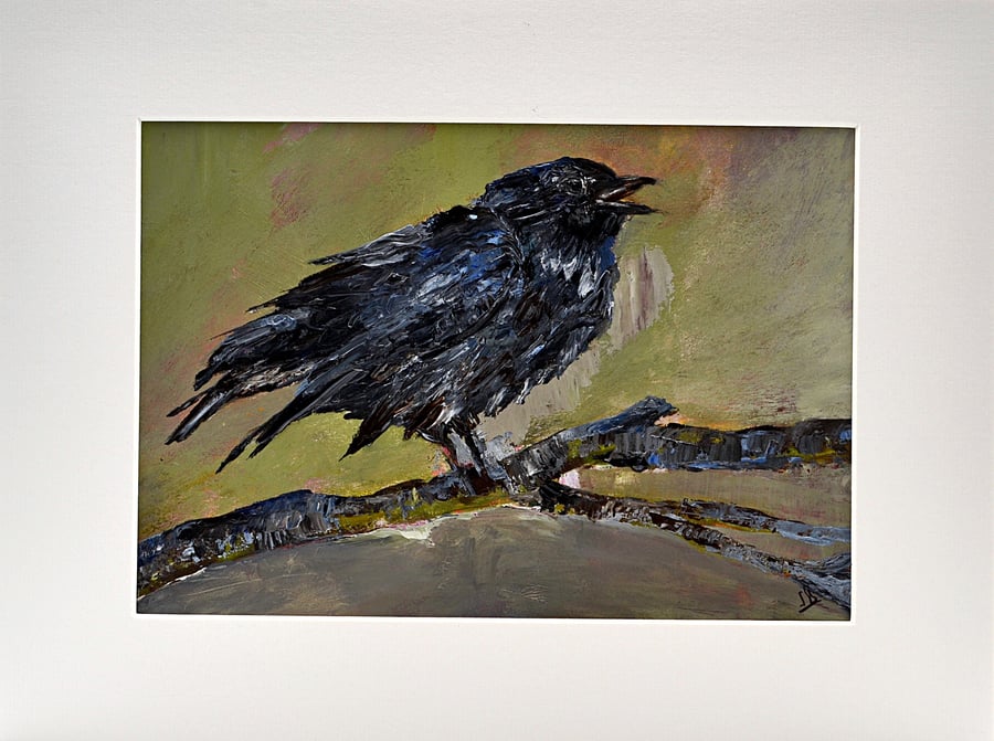 Original Painting of a Crow (16x12 inches)