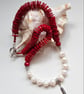 Designer Red Bamboo Eco Coral & Baroque Freshwater Culture Pearl Necklace  - Image 5