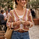 Marigold Rose Crochet Cardigan – Boho Cotton Granny Square Shrug – 70s Festival 