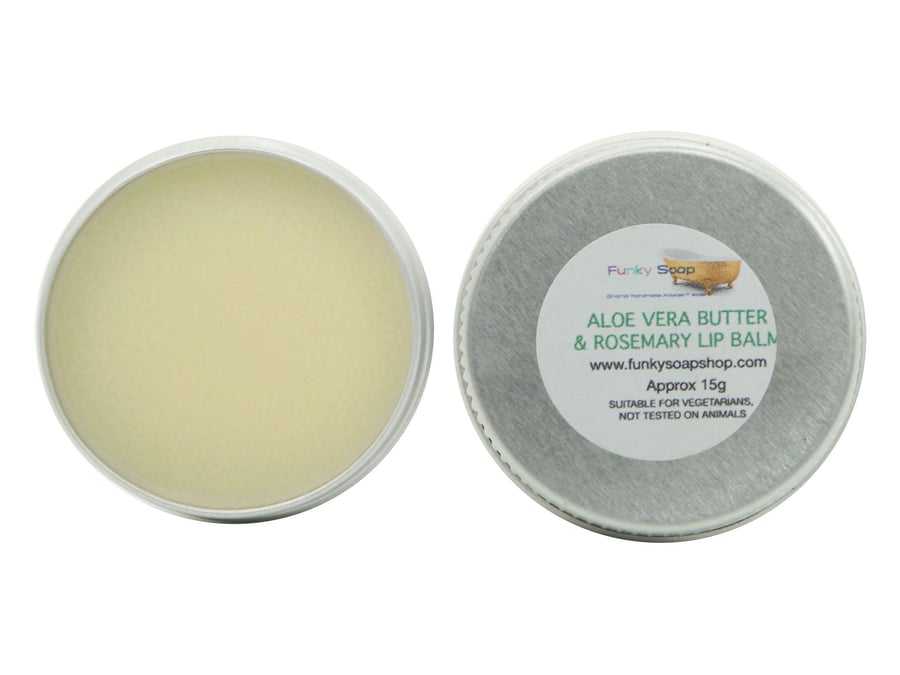 1 tin of 15g Aloe Vera Butter & Rosemary Lip Balm Handmade and natural
