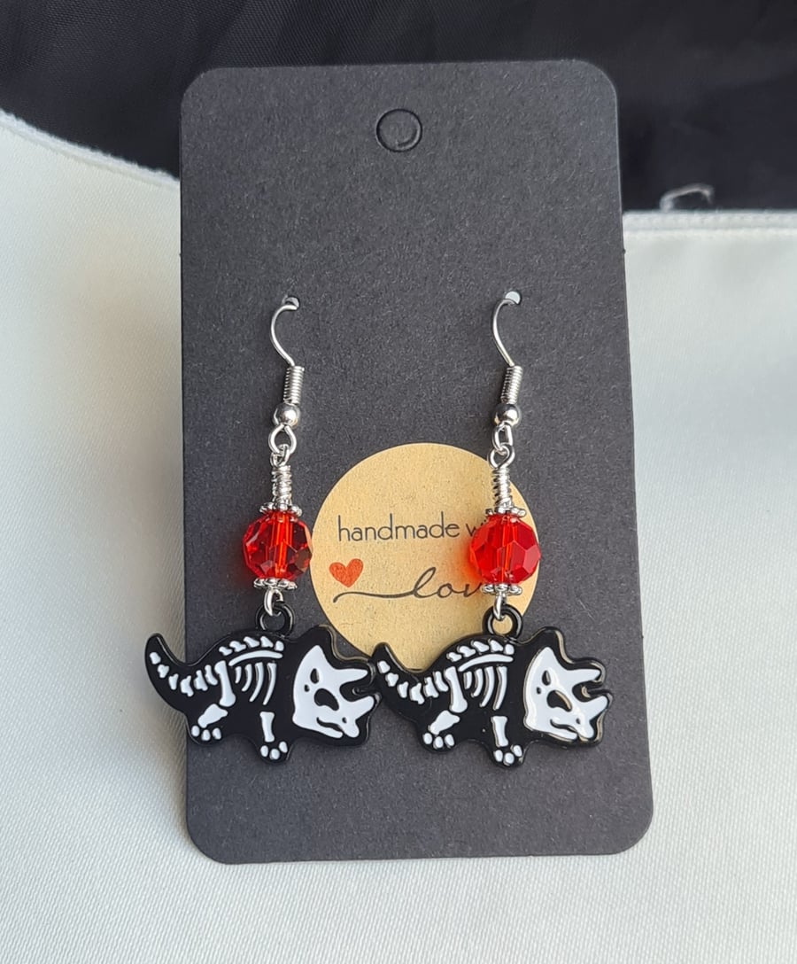 Quirky Dinosaur Earrings  - Triceratops Design 2