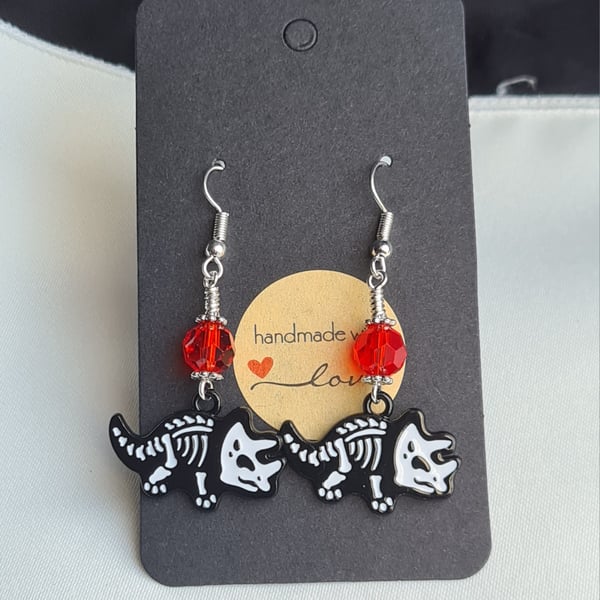 Quirky Dinosaur Earrings  - Triceratops Design 2