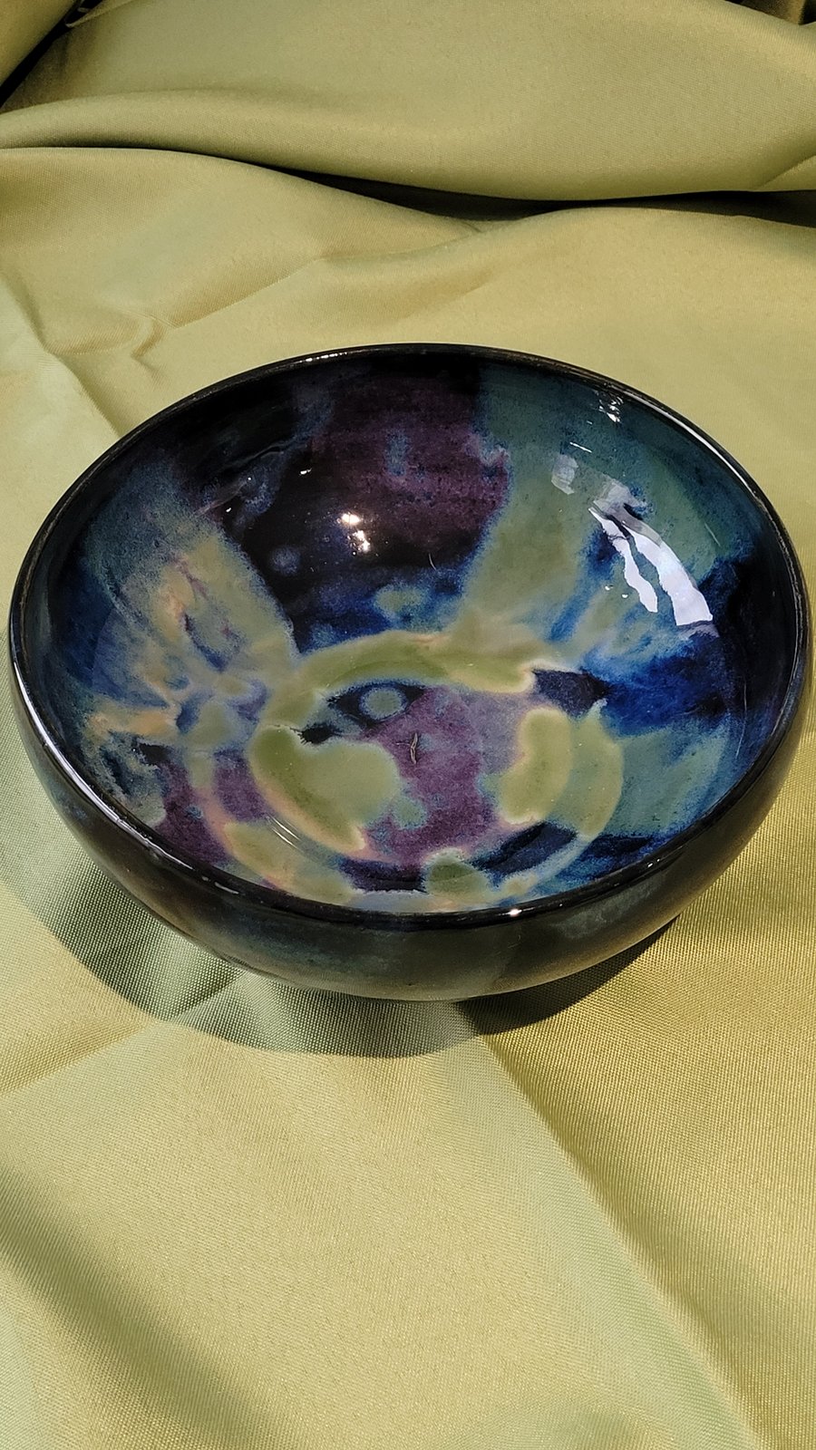 Decorative 'Northern Lights' inspired bowl handmade pottery