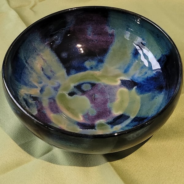 Decorative 'Northern Lights' inspired bowl handmade pottery