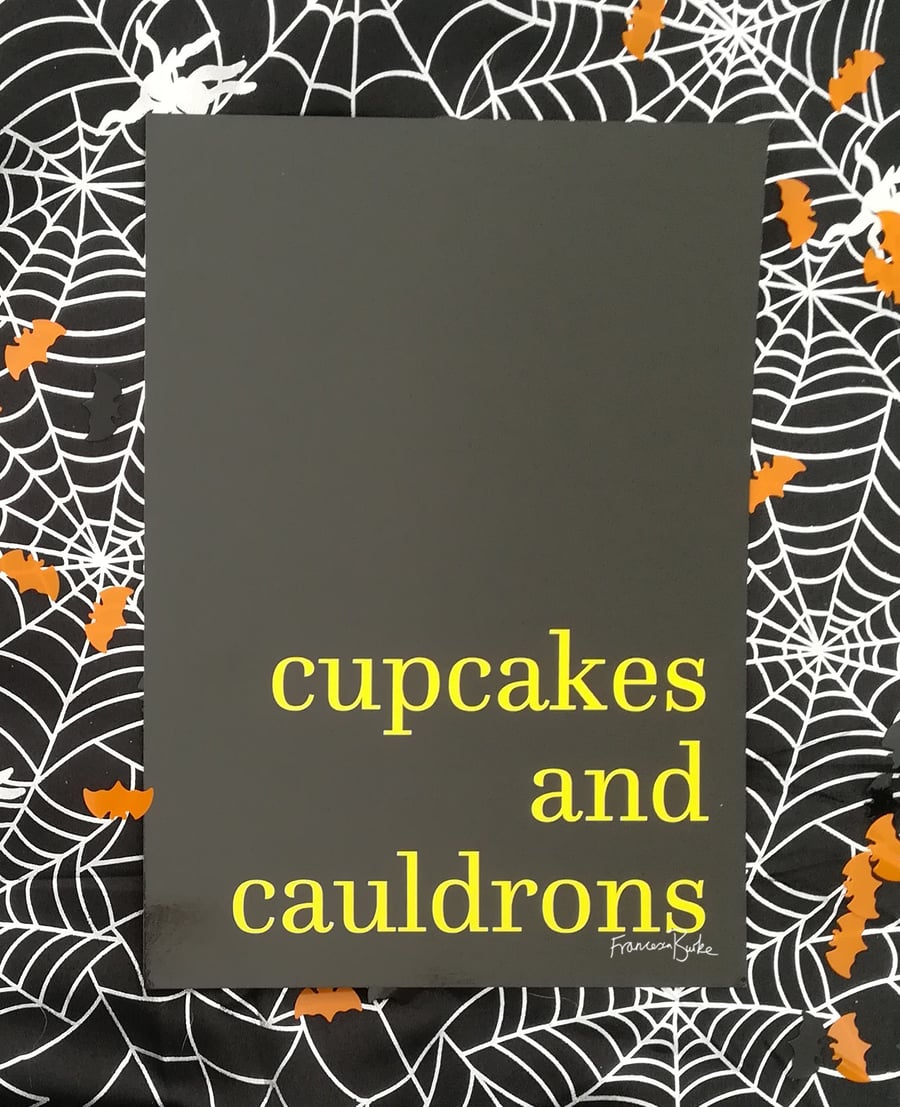Cupcakes and Cauldrons Halloween Party Decor for Feminist, Art Print, Witches