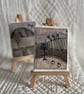 Miniature Tea Dyed Free Motion Embroidered Landscape on Easel  - Image 1