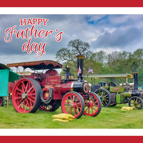  Happy Father's Day Steam Traction Engine Greeting Card A5