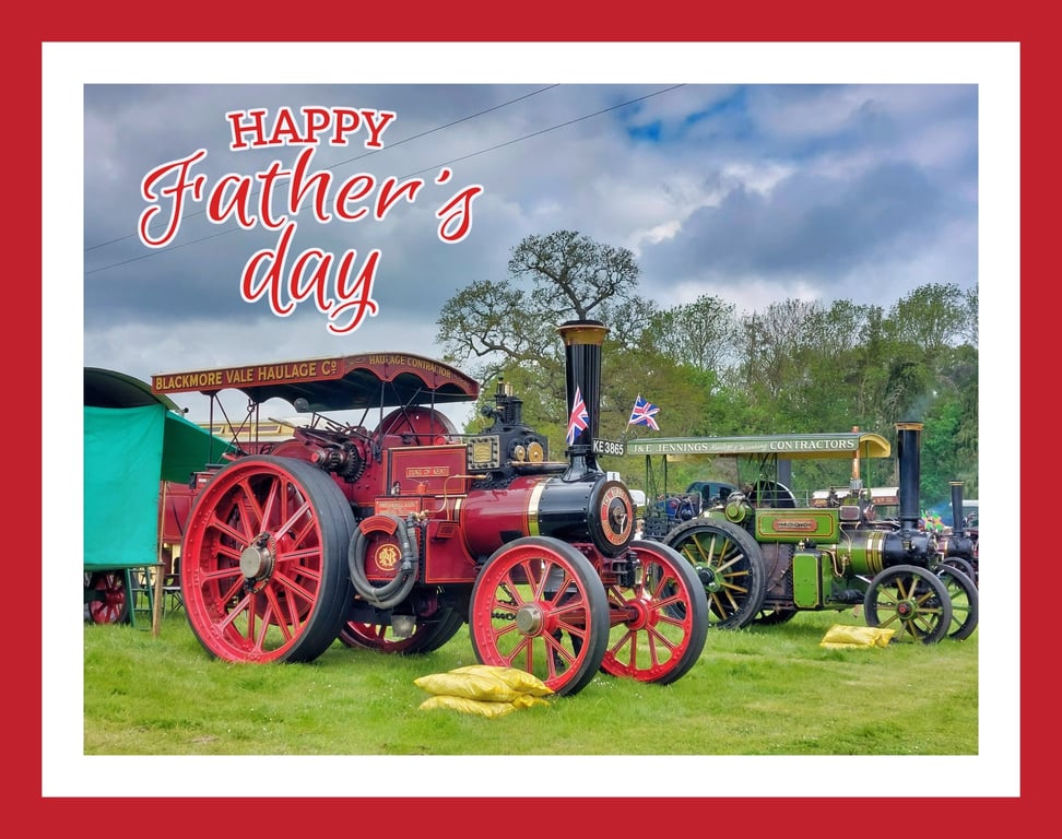 Happy Father's Day Steam Traction Engine Greeting Card A5