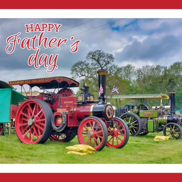  Happy Father's Day Steam Traction Engine Greeting Card A5