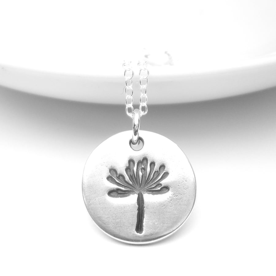 Simple Silver Dandelion Pendant