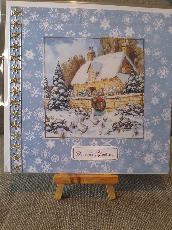Snowy Cottage Christmas Card handmade
