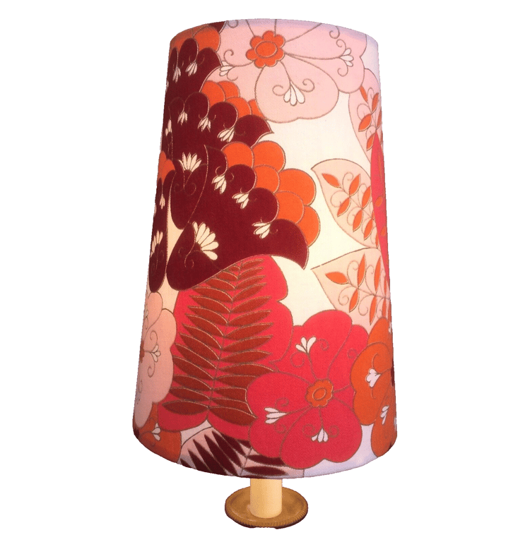 Pink Orange Tropical Fruit Salad colour 70s Floral Vintage Fabric Lampshade