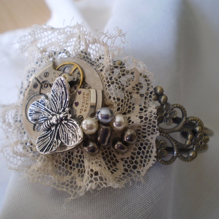 Steampunk "Tattered Lace" Cuff/Bangle