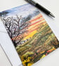 Sunrise over a hill with tree printed card. - Image 4