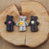 Tiny bear, miniature felt teddy 