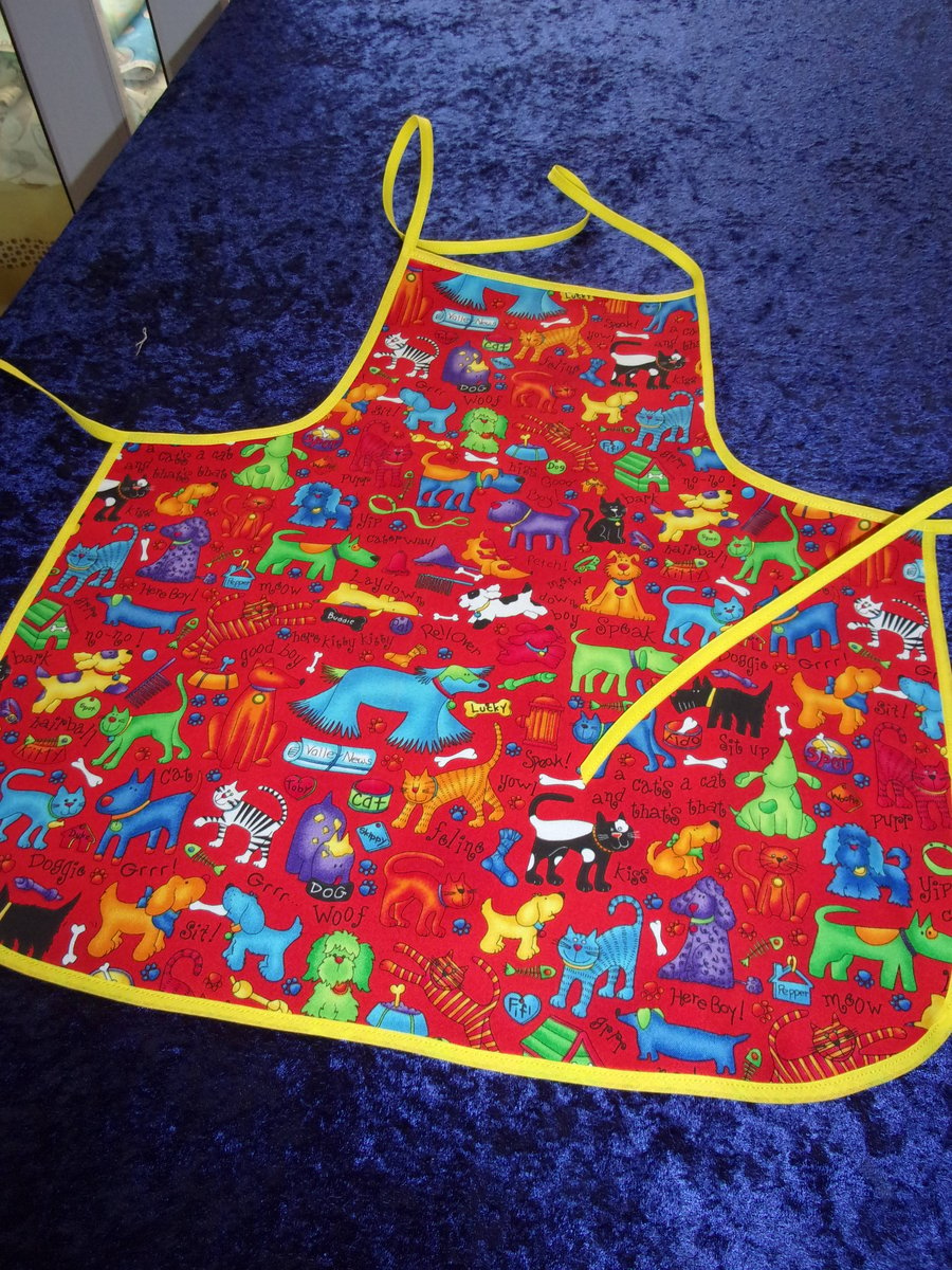 Baby Apron with Colourful Cats & Dogs