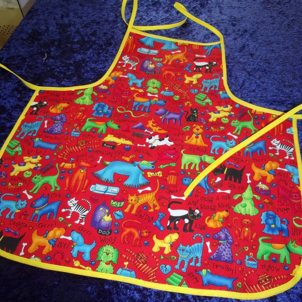 Baby Apron with Colourful Cats & Dogs