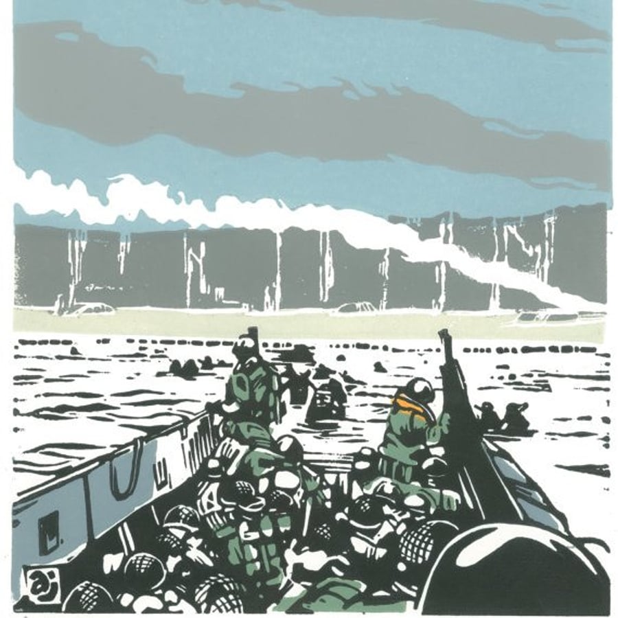 Omaha Beach one of a collection of prints celebrating the 70th D-Day landings an