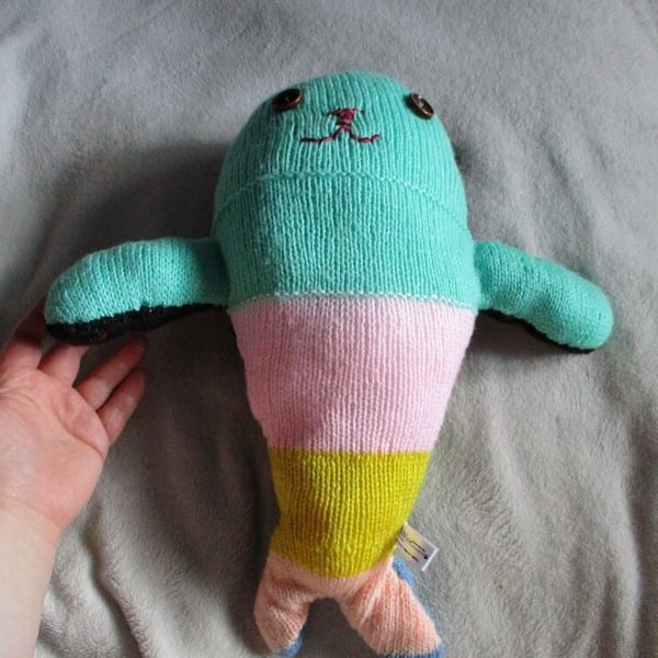 Mint Pink Blue Yellow Peach Black Green Hairless Giant Mermaid Knitted By KM