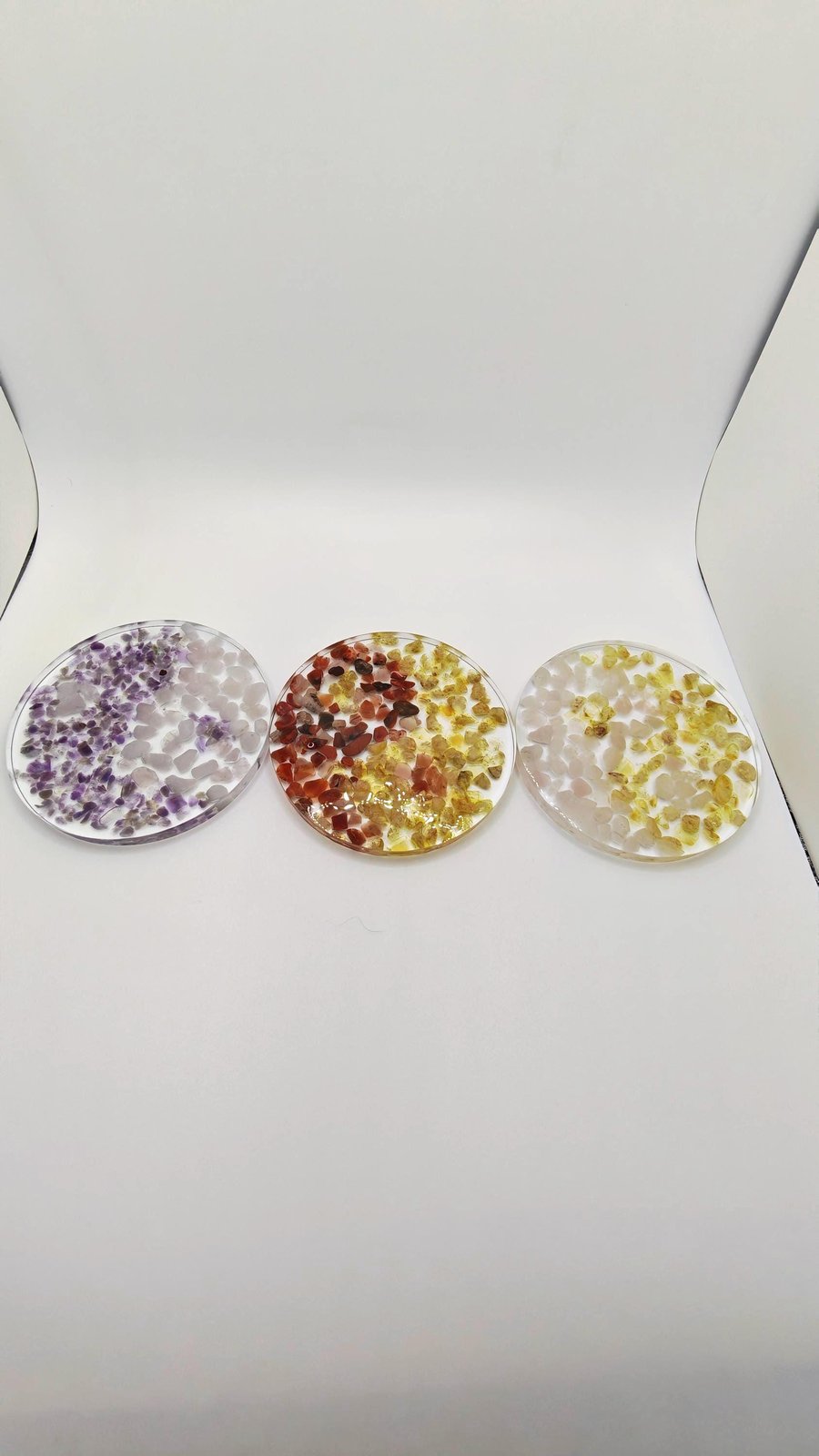 Yin Yang Handmade Resin Coaster With Natural Gemstones: Healing Crystal Decor