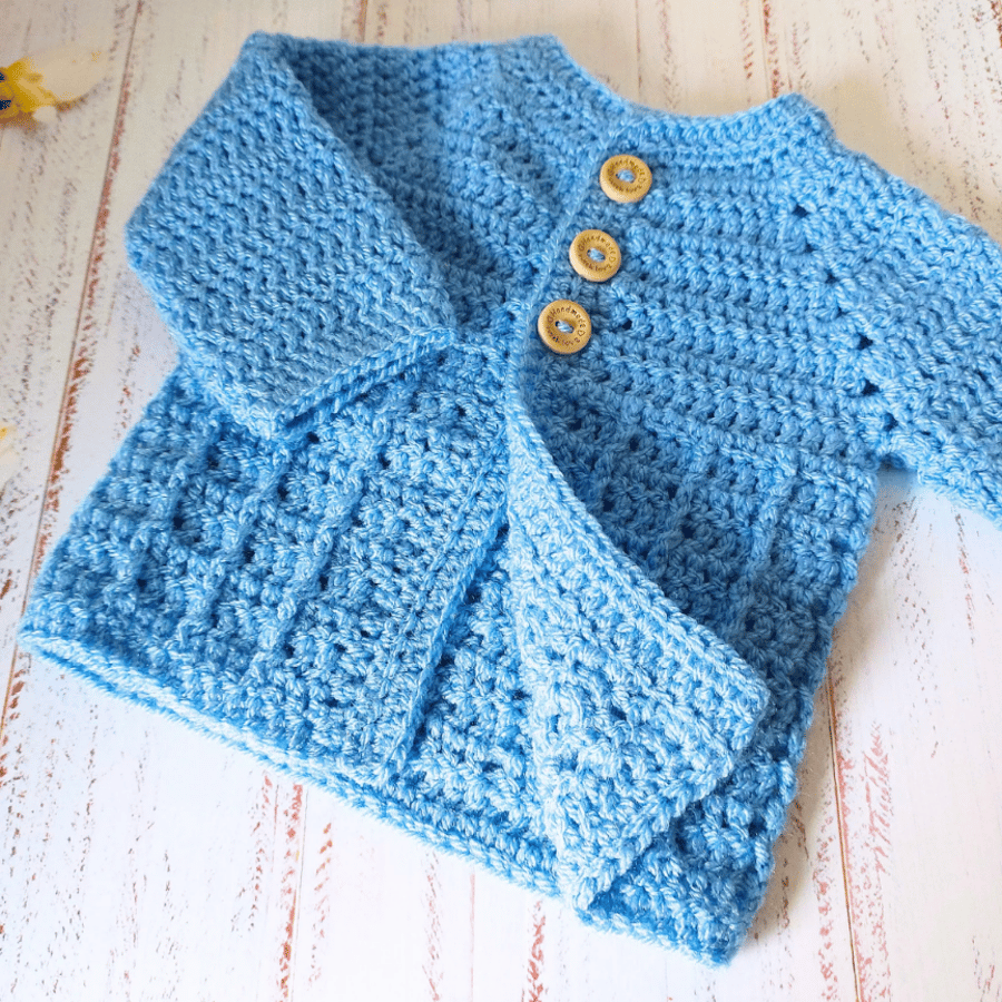 Crochet Baby Cardigan – Newborn or 0-3 Months