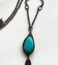 Wire Wrapped Pendant Necklace in Oxidised Copper and Turquoise - Image 3