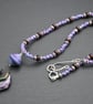 purple lampwork glass and ceramic pendant necklace - Image 3