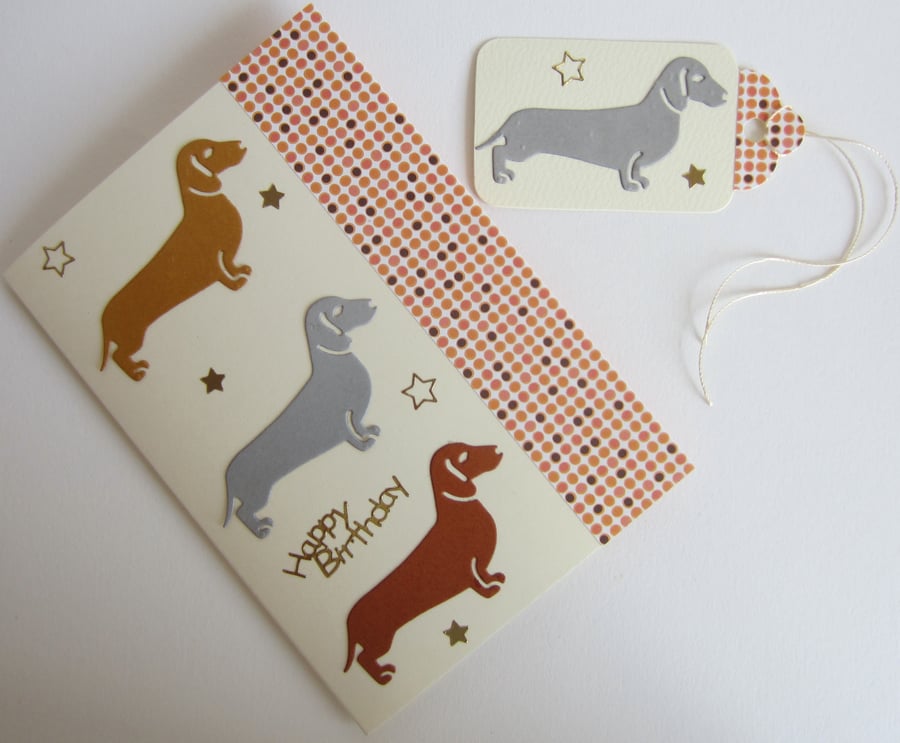 Dachshund Sausage Dog Birthday Card and Gift Label