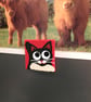 Black and White Cat Magnet - hand painted red magnet, cat lover gift - Image 9