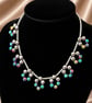 Multi coloured Haematite bead flower necklace