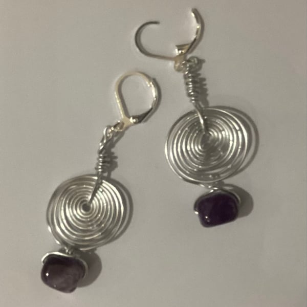 Amethyst spiral earrings 