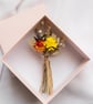 Dried Flower Mini Posy in a pink Gift Box, Orange, Yellow and Lavender Flowers