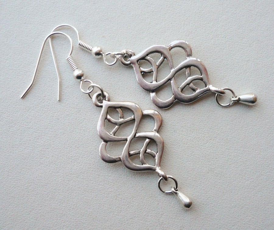 Tibetan Silver Celtic Style Drop Earrings   KCJ658