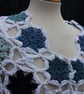 White and blue colours warm and cosy cotton crochet shawl - design A447 - Image 5
