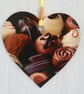 Decoupaged Wooden Hanging Heart 15cm (6”) Chocolates design