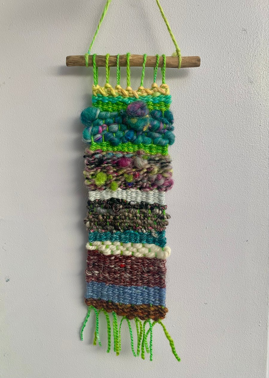 Mini sacred art weavings. Wall hanging. House blessing. Decoration. Hand spun.