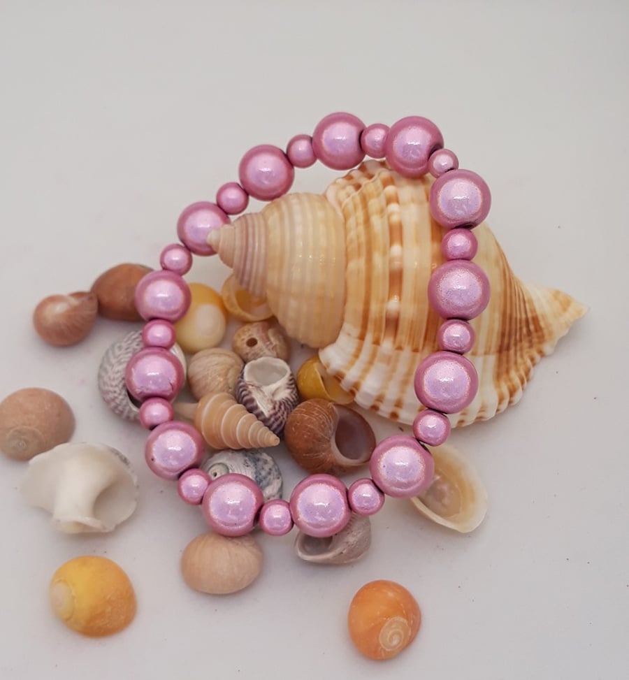 BR301 Pink miracle bead bracelet