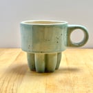 Stackable stoneware mugs - Larimar Blue Speckle