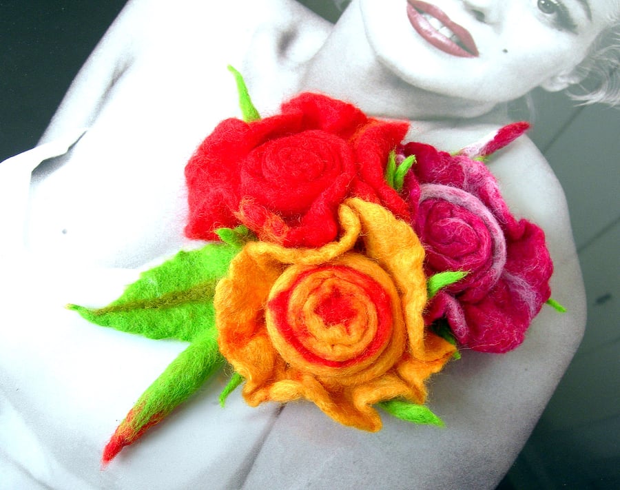  SALE.......  Hand Felted, Wool Jewelry felted broochFELTED -100% WOOL MERINo