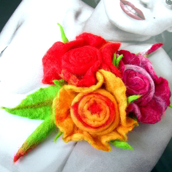  SALE.......  Hand Felted, Wool Jewelry felted broochFELTED -100% WOOL MERINo