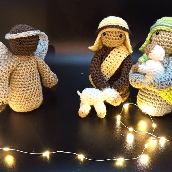 Shepherds and angel nativity set first christmas decor decorations holiday festi